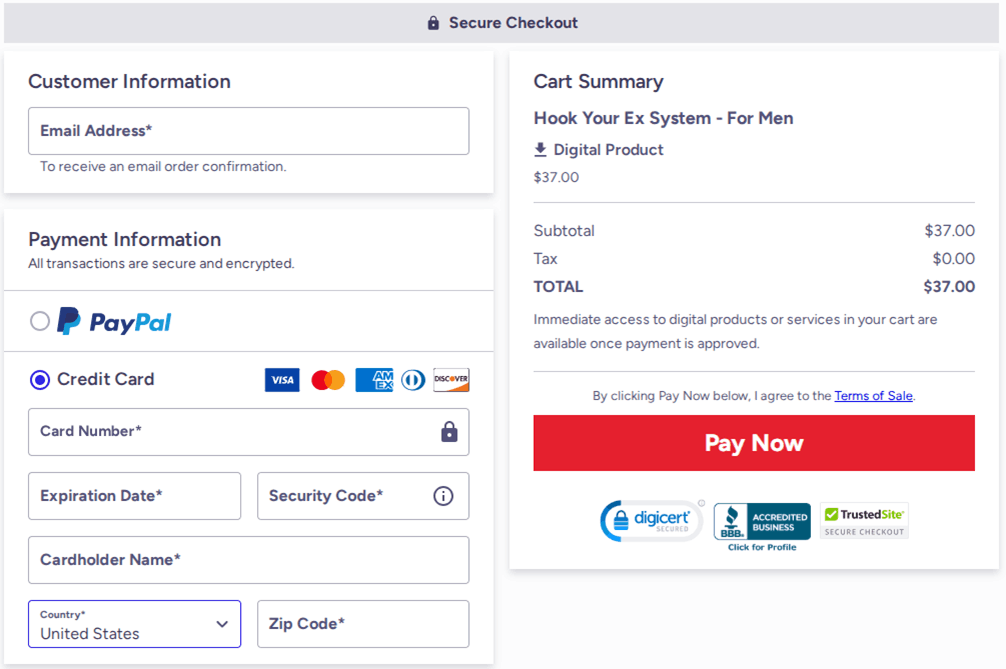 Hook Your Ex System Checkout