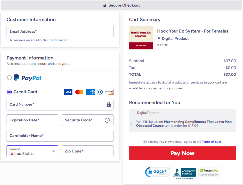 Hook Your Ex System Checkout